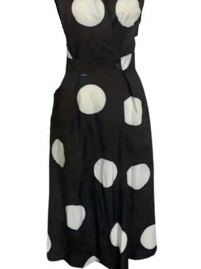 Classic Black and White Polka Dot Midi Dress